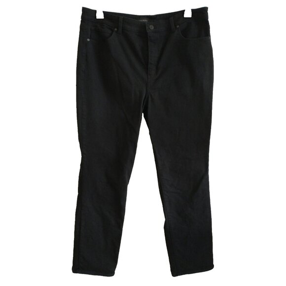 Talbots Women's Jeans Straight Leg High Rise Stretch Black Denim - 16 (38 x30.5) - Picture 1 of 8